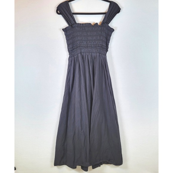 Club Monaco Dresses & Skirts - Club Monaco Womens Peasant Midi Dress Smocked Pockets Size Medium Black